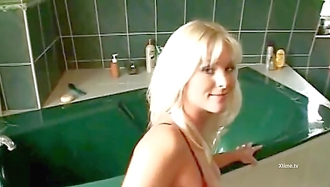 Hot blond slut rides cock