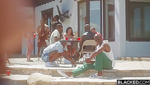 Mas poolle and her way to the house